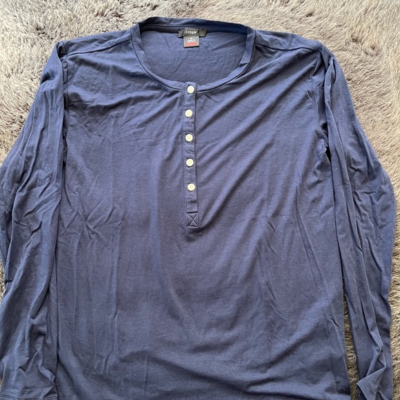 Navy J. Crew Henley Long Sleeve Tee - Picture 2 of 3
